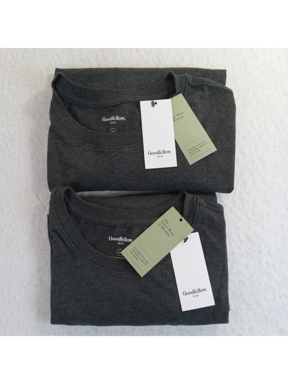 2 Goodfellow & Co Men's XXL The Every Wear Crewneck T-Shirt Dark Gray Charcoal